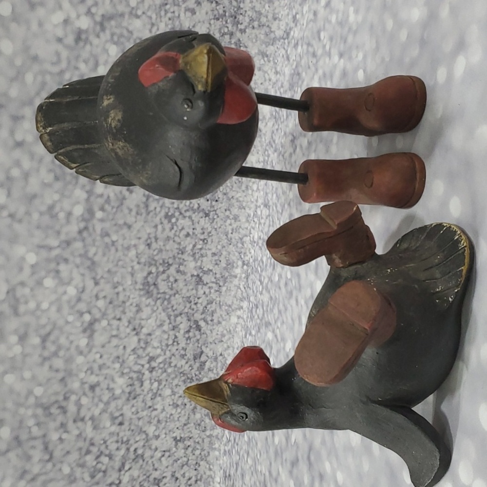 Folk Art pair of Chickens